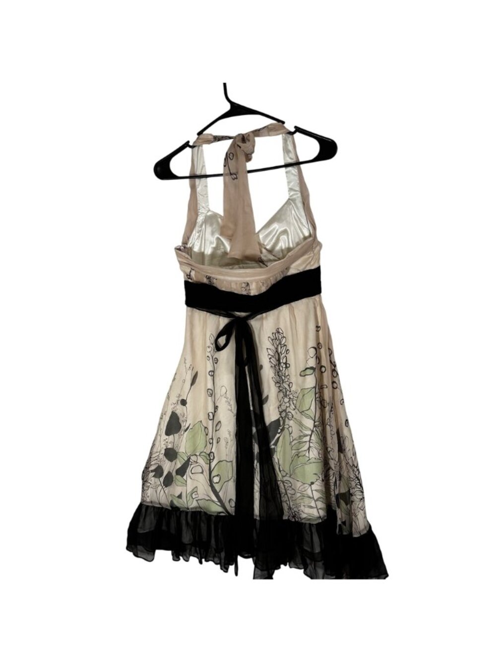 BCBGMAXAZRIA Womens Silk Babydoll Halter Dress Pink Floral Fairy Romantic SZ 6 - Picture 3 of 9